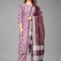FASHIRE Women Printed Regular Pure Cotton Kurta with Trousers & With Dupatta-9