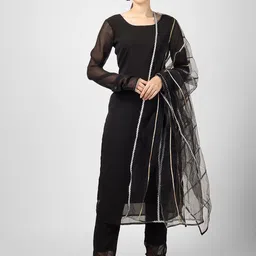 CELEBRAVO Long Sleeves Straight Georgette Kurta with Trousers & Dupatta-picture-8