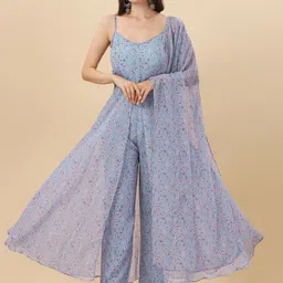 KALINI Floral Printed Kurta & Palazzos With Dupatta-picture-13
