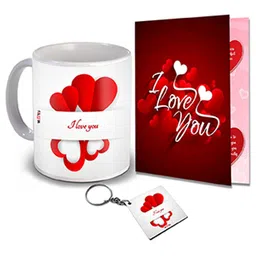 ME & YOU White & Red 3 Pieces I Love You Printed Valentine Home Gift Set-image-91