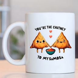 Giftii White & Brown Samosa Printed Ceramic Mug 300ml-21