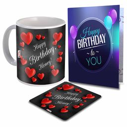 ME & YOU Black & White 3 Pieces Printed Coffee Mug With Card & Coaster-image-89
