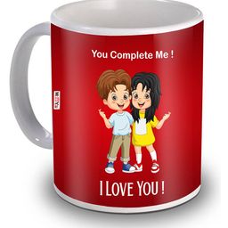 ME & YOU Red & White Floral Printed Ceramic Glossy Mug-image-59