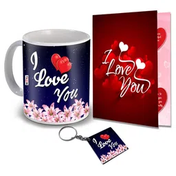 ME & YOU Blue & Red 3 Pieces Printed Valentine Home Gift Set-image-96