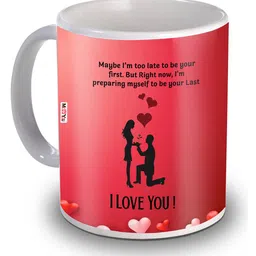 ME & YOU Red & White Dishwasher and Microwave Safe Printed Ceramic Glossy Mug 320 ML-27
