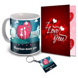 ME & YOU Teal Blue & Red 3 Pieces Printed Valentine Home Gift Set-7