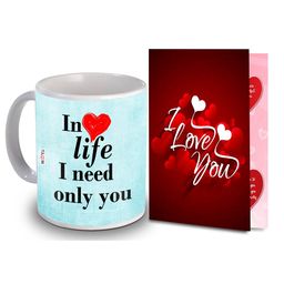 ME & YOU 2 Pieces Red & Blue Printed Coffee Mug With Greeting Card Home Gift Set-image-71