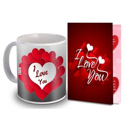 ME & YOU White & Red 2 Pieces Printed Ceramic Mug With Greeting Card Valentine Gift Set-image-51