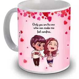 ME & YOU Pink & White Dishwasher and Microwave Safe Printed Ceramic Glossy Mug 320 ML-image-22