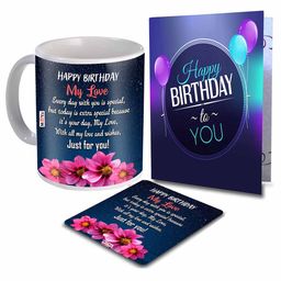 ME & YOU Blue & White 3 Pieces Printed Coffee Mug With Card & Coaster-image-90