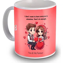 ME & YOU Red & Black Dishwasher and Microwave Safe Printed Ceramic Glossy Mug 320 ML-2