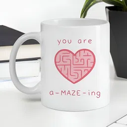 Giftii White & Pink Typography Printed Ceramic Mugs 300ml-5