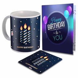 ME & YOU Navy Blue & White 3 Pieces Printed Coffee Mug With Card & Coaster-image-58