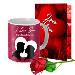 ME & YOU Red & White 3 Pieces Valentine Day Printed Home Gift Set-36