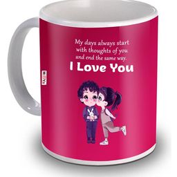 ME & YOU Pink Floral Printed Ceramic Glossy Mug-image-51