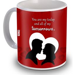 ME & YOU Red & White Dishwasher and Microwave Safe Printed Ceramic Glossy Mug 320 ML-25