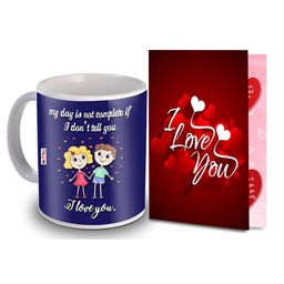 ME & YOU 2 Pieces Red & Blue Printed Coffee Mug With Greeting Card Home Gift Set-image-54