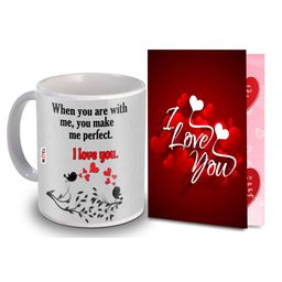 ME & YOU White & Red 2 Pieces Printed Ceramic Mug With Greeting Card Valentine Gift Set-image-46