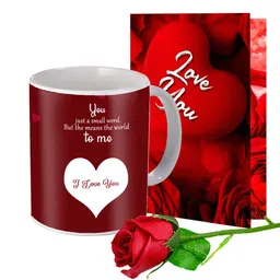 Me & You Red 3 Pcs Printed Valentine Day Gift Set With Coffee Mug-16