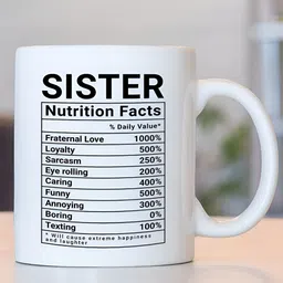 Giftii White & Black Sister Printed Ceramic Mug 300ml-52