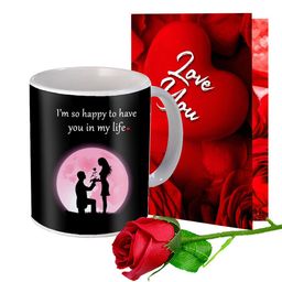 Me & You Red & Black 3 Pieces Valentine Day Printed Home Gift Set-16