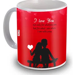 ME & YOU Red & White Dishwasher and Microwave Safe Printed Ceramic Glossy Mug 320 ML-23