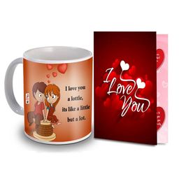 ME & YOU 2 Pieces Red & White Printed Coffee Mug With Greeting Card Home Gift Set-image-63