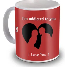 ME & YOU Red Printed Ceramic Glossy Mug-image-97