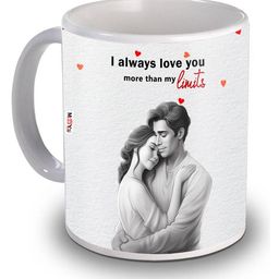 ME & YOU Black & White Dishwasher and Microwave Safe Printed Ceramic Glossy Mug 320 ML-image-18