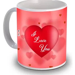 ME & YOU Red & White Dishwasher and Microwave Safe Printed Ceramic Glossy Mug 320 ML-image-11