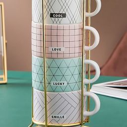 BonZeaL Multicoloured 4 Pieces Text or Slogans Printed Ceramic Glossy Mugs 270 ml-9