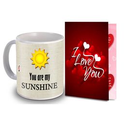 ME & YOU 2 Pieces Red & White Printed Coffee Mug With Greeting Card Home Gift Set-image-60