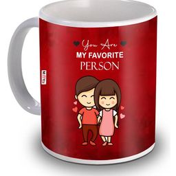 ME & YOU Red & White Dishwasher and Microwave Safe Printed Ceramic Glossy Mug 320 ML-image-6