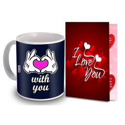 ME & YOU 2 Pieces Red & Blue Printed Coffee Mug With Greeting Card Home Gift Set-image-72