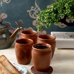 CDI Brown 4 Pieces Dishwasher Safe Ceramic Matte Kulladhs 150 ML Each-58