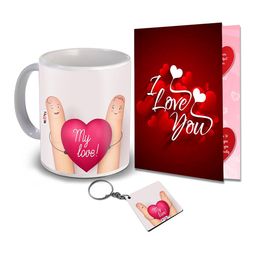 ME & YOU White & Red 3 Pieces Printed Valentine Home Gift Set-image-43