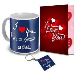 ME & YOU Blue & Red 3 Pieces Printed Valentine Home Gift Set-14
