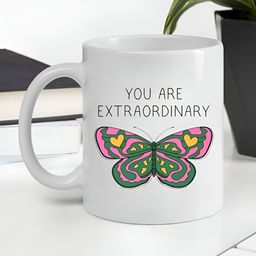 Giftii White & Green Butterfly Printed Ceramic Mugs 300ml-53