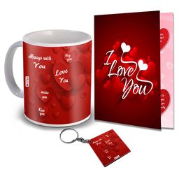 ME & YOU White & Red 3 Pieces Printed Valentines Day Gift Set-15