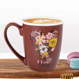Treo Brown Anthos Floral Printed Ceramic Mugs 380 ml-47
