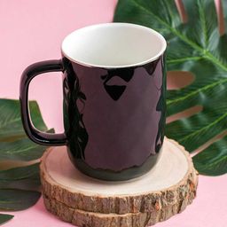 Art Street Black Self Textured Print Tea & Coffee Ceramic Mugs 300 ml-46