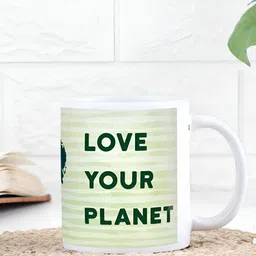 fnp White & Green Typography Printed Ceramic Glossy Mug 325ml-26