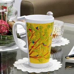 KOLOROBIA White & Yellow Printed Ceramic Glossy Irish Mug 425 ml-30