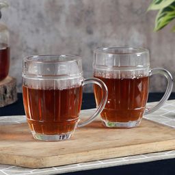 ceradeco Set of 6 Transparent Textured Glass Transparent Mugs-3