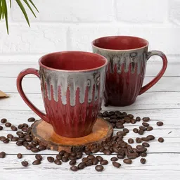 Homesake Red & Grey Handcrafted Solid Ceramic Glossy Mugs Set of Cups and Mugs-14