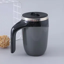 Kuber Industries Grey & Black Stainless Steel Matte Mug 500ml-image-79