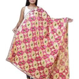 Exotic India Ethnic Motifs Embroidered Art Silk Dupatta with Phulkari-picture-15