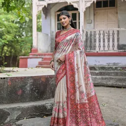 VISHNU WEAVES Floral Printed Tussar Saree-picture-39