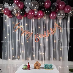 Special You 73Pcs Maroon, White & Black Balloons Birthday Decorations-image-24