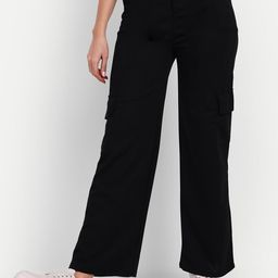 BROADSTAR Women Relaxed Straight Leg Straight Fit High-Rise Easy Wash Cargo Trousers-picture-18